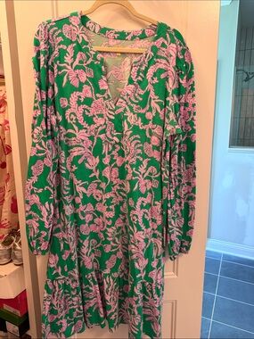 Lilly Pulitzer Green Dress with purple Floral Print
